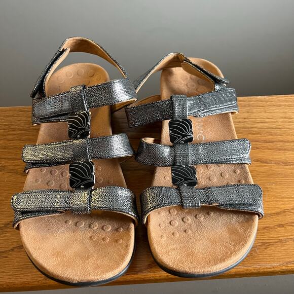 Vionic Amber Sandal Women's Size 10 Black Metallic Comfort Podiatrist Designed - Picture 1 of 7
